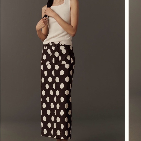 Mauve Black Maxi Skirt with White Polka Dots - Picture 2 of 2